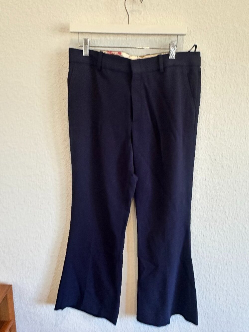 Gucci, Bootleg Trouser, Navy Blue, Silk Blend, 46 (US size 10-12)